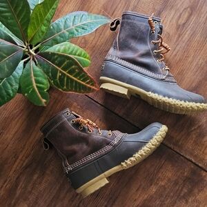 L.L. Bean Dark Brown and Tan Bean Boots
